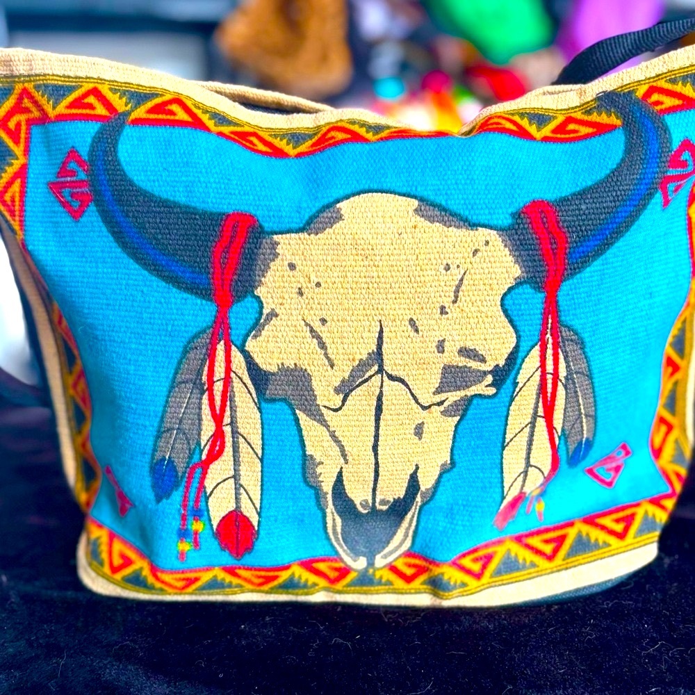 NWOT Western style Bull Skull Tote Bag